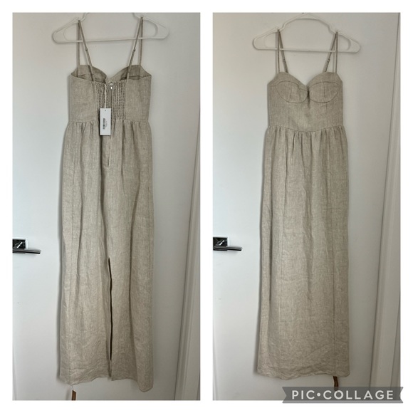 Reformation NWT 2 Effie Oatmeal Linen Bustier Maxi Dress - Picture 4 of 10